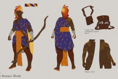 Final look, front and back - Ishi, Fire Genasi Monk - Concept Art - UriellActaea, 2D Artist and Illustrator