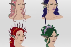 Talanah - Eladrin Ranger - DnD Character - Hairstyles Variations - UriellActaea, Concept Artist and Illustrator