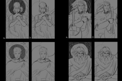 Tarot - Shadows of Esteren: Dearg 2 - sketches for the heart figures - UriellActaea, Art Director