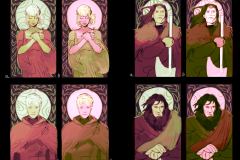 Tarot - Shadows of Esteren: Dearg 2 - color tests for the heart figures- UriellActaea, Art Director