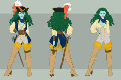 Captain Khleo, Water Genasi - Concept Art - UriellActaea, 2D Artist and Illustrator