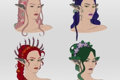 Talanah - Eladrin Ranger - DnD Character - Hairstyles Variations - UriellActaea, Concept Artist and Illustrator