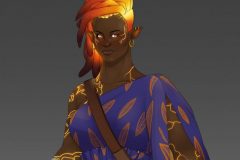 Ishi, Fire Genasi Monk - Concept Art - UriellActaea, 2D Artist and Illustrator