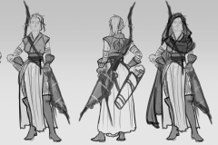 Turnaround sketches - Thia, Wood Elf Ranger - Concept Art - UriellActaea, Concept Artist and Illustrator