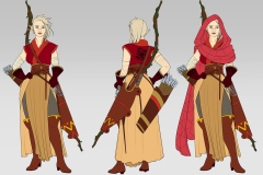 Turnaround in flat colors - Thia, Wood Elf Ranger - Concept Art - UriellActaea, Concept Artist and Illustrator