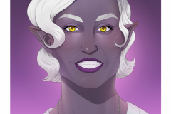 Ashera - Drow paladin of radiance, portrait - DnD Character Illustration - UriellActaea, 2D Artist and Illustrator