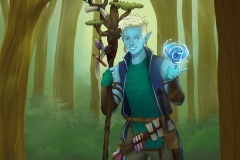Caspian - Water Genasi Druid - DnD Character Illustration - UriellActaea, 2D Artist and Illustrator