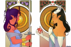 Susi and Syllia - Tieflings Fighter & Sorcerer - DnD Character Illustration Art Nouveau - UriellActaea, Concept Artist and Illustrator